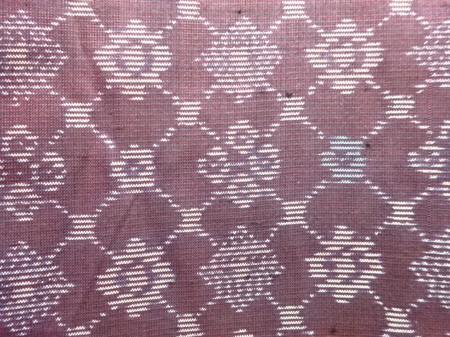 Antique Honjo Mud Oshima Tsumugi Kimono with diagonal latticework and woven flow